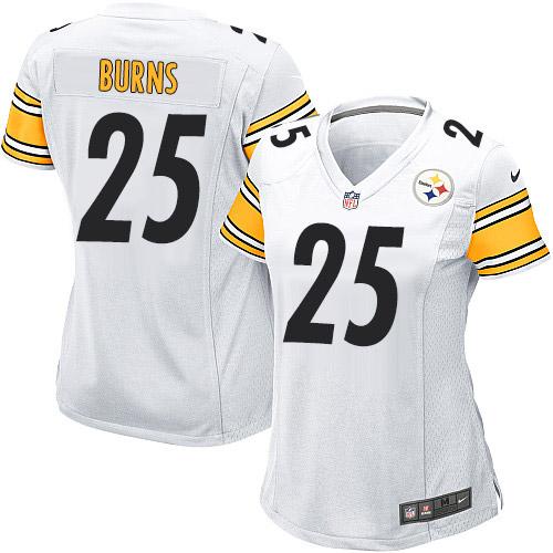 Nike Steelers #25 Artie Burns White Women's Stitched NFL Elite Jersey - Click Image to Close